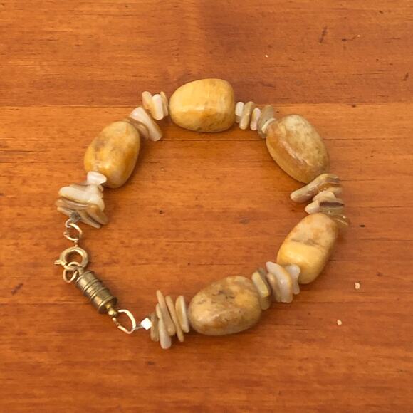 Gorgeous Unique Natural Brown And Tan Gemstone Magnetic Closure Bracelet - Picture 3 of 5